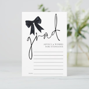 Black Bow Grad Script Graduation Advice Wishes Enclosure Card