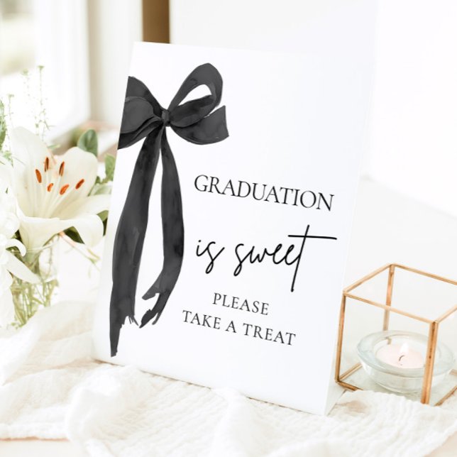 Black Bow Graduation is Sweet Please Take A Treat Pedestal Sign (Creator Uploaded)