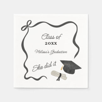 Black Bow Graduation Napkin