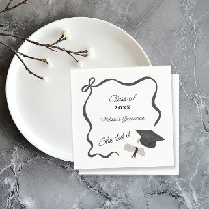 Black Bow Graduation Napkin