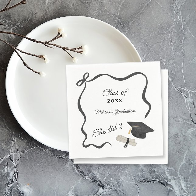 Black Bow Graduation Napkin (Creator Uploaded)