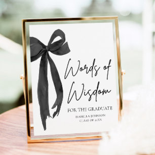 Black Bow Graduation Party Advice Words of Wisdom Poster