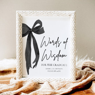 Black Bow Graduation Party Advice Words of Wisdom Poster