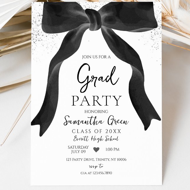 Black Bow Graduation Party Invitation (Creator Uploaded)