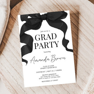 Black Bow Graduation Party Invitation