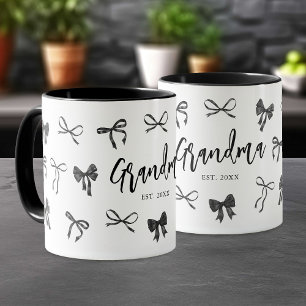 Black Bow Grandma Year Established Mug