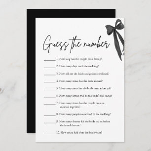 Black Bow Guess the Number Bridal Shower Game Invitation