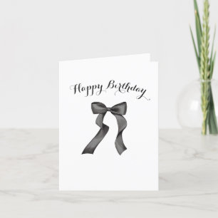 Black bow Happy Birthday  Holiday Card