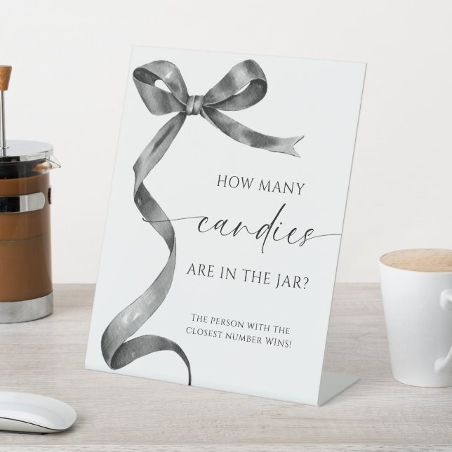 Black Bow How Many Candies Are In The Jar  Pedestal Sign (In SItu)