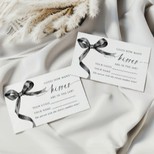 Black Bow How Many Kisses Shower Game card