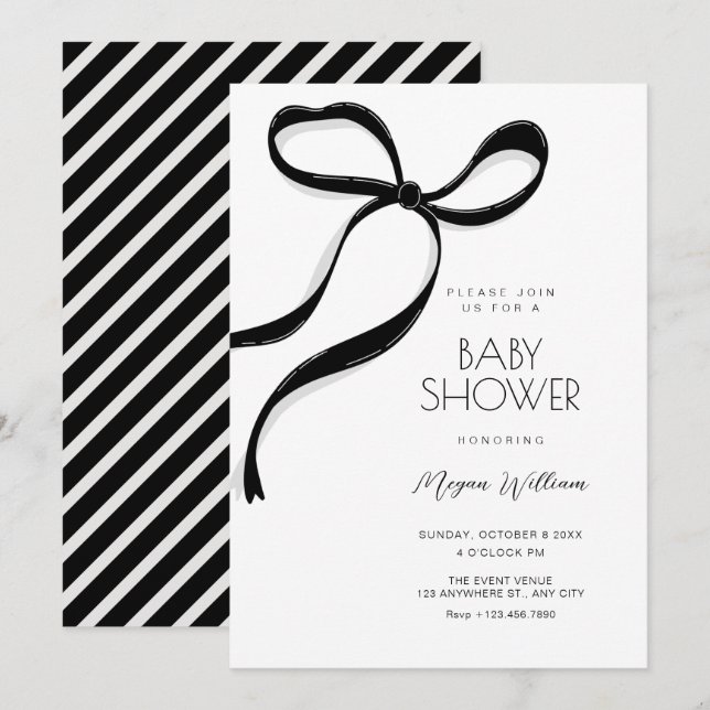 Black bow  invitation (Front/Back)