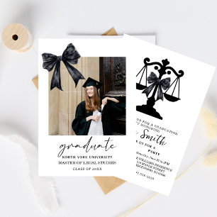 Black Bow Law University Graduation Party  Invitation