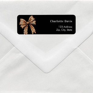 Black bow leopard return address 