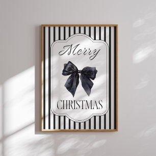 Black Bow Merry Christmas Wall Art