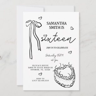 Black Bow Minimalist 21st Birthday Party Invitatio Invitation