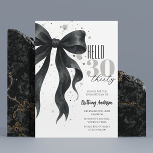 Black Bow Modern 30th Birthday Invitation