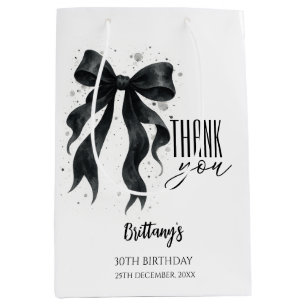 Black Bow Modern 30th Birthday Medium Gift Bag