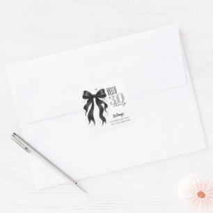 Black Bow Modern 30th Birthday  Square Sticker
