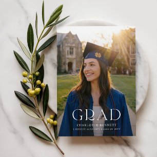 Black Bow Modern Photo Grad Party Invitation Postcard