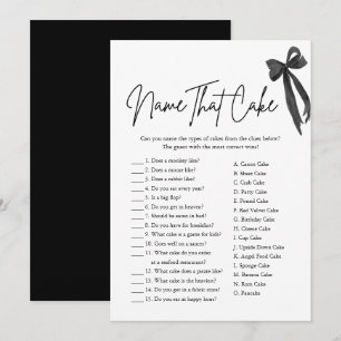 Black Bow Name That Cake Bridal Shower Game Invitation