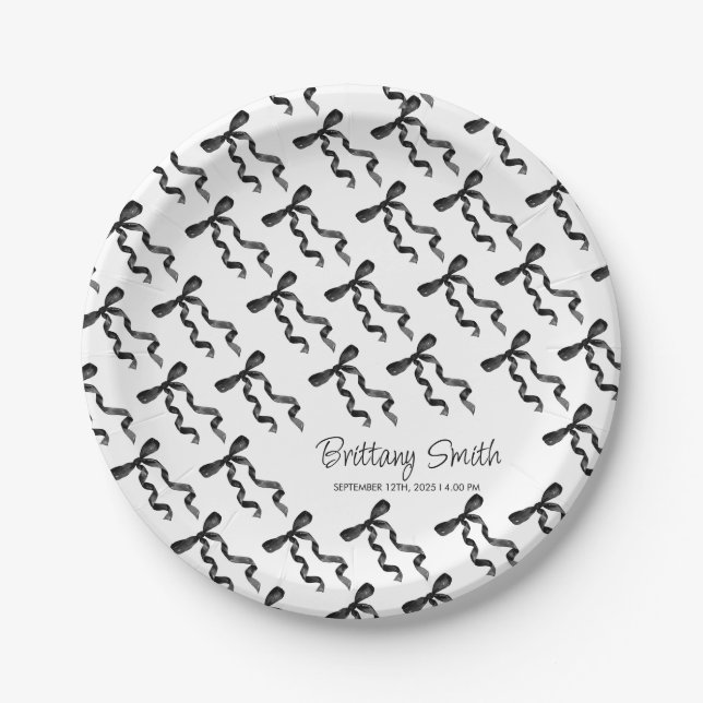 Black Bow  Paper Plate (Front)