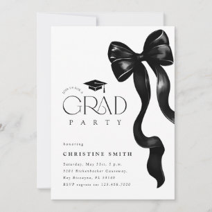 Black Bow Photo Graduation Party Invitation