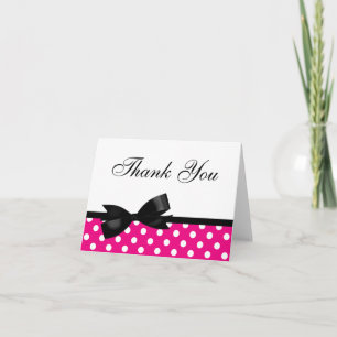 Black Bow Pink Polka Dots Thank You