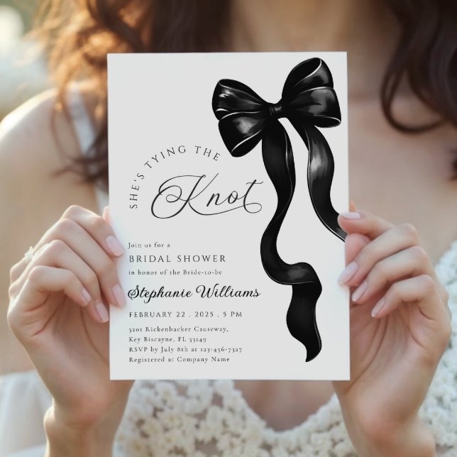 Black Bow Ribbon Bridal Shower Invitation (Creator Uploaded)