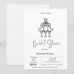 Black Bow Ribbon Dots Bridal Shower  Invitation