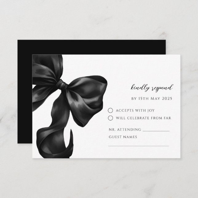 Black Bow RSVP Response Card (Front/Back)