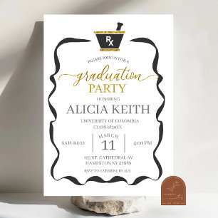 Black Bow RX graduation invitation