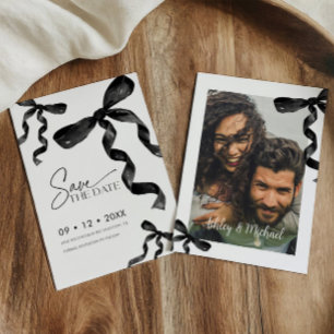 Black Bow Save The Date Invitation