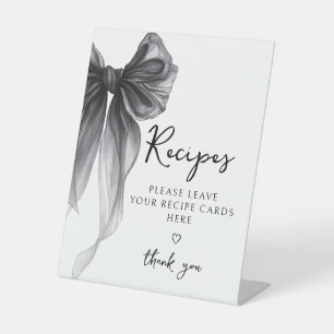 Black Bow Share a Recipe Card Bridal Shower Sign