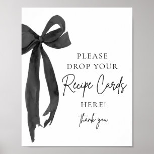 Black Bow Share a Recipe Card Bridal Shower Sign