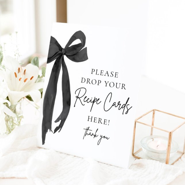 Black Bow Share a Recipe Card Bridal Shower Sign (Black Bow Share a Recipe Card Bridal Shower Sign)