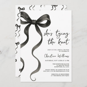 Black Bow She’s Tying The Knot Bridal Shower Invitation
