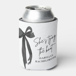 Black Bow She's Tying the Knot Bachelorette Can Cooler