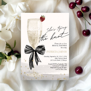 Black Bow She's Tying the Knot Bridal Brunch Invitation