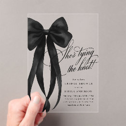 Black Bow She's Tying The Knot Bridal Shower Acrylic Invitations