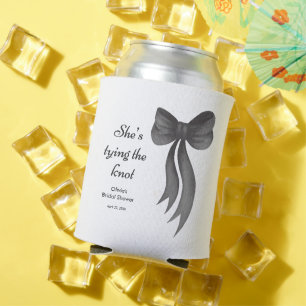 Black Bow She's Tying the Knot Bridal Shower Can Cooler