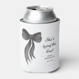 Black Bow She's Tying the Knot Bridal Shower Can Cooler