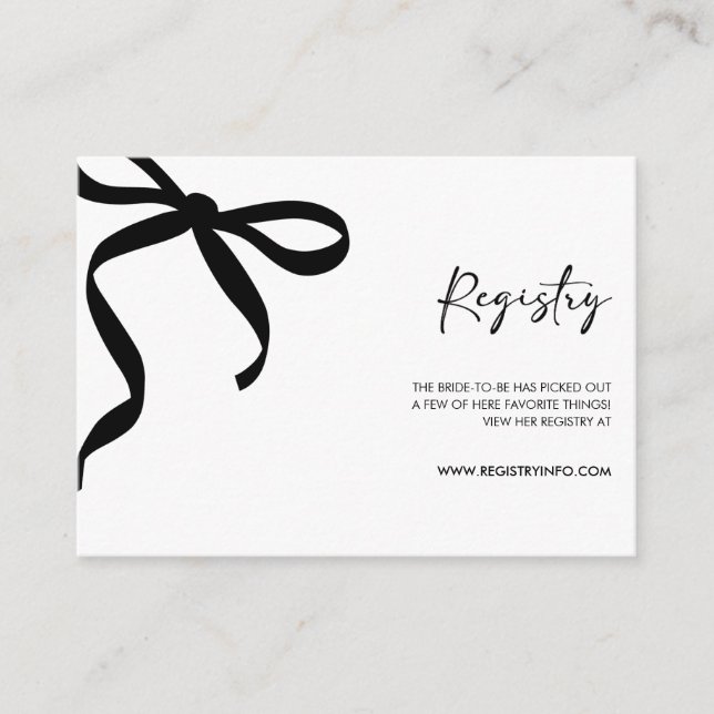 Black Bow She's Tying the Knot Bridal Shower Enclosure Card (Front)