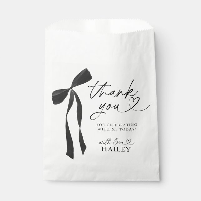 Black Bow She's Tying the Knot Bridal Shower Favour Bags (Front)