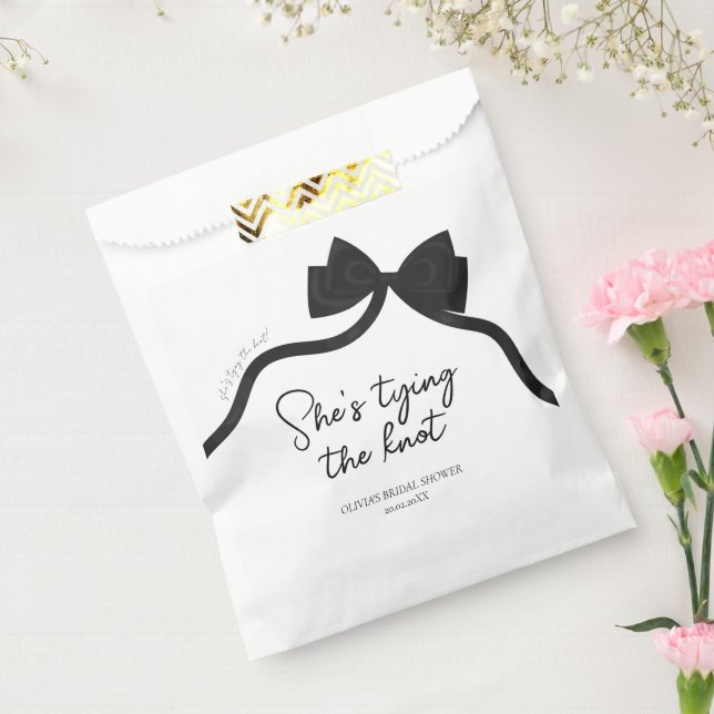 Black bow she's tying the knot bridal shower favour bags (Sealed)
