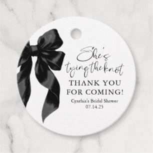 Black Bow She's Tying the Knot Bridal Shower Favour Tags