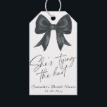 Black Bow She's tying the knot Bridal Shower Gift Tags<br><div class="desc">Watercolor black bow. She's Tying the Knot Bridal Shower.</div>