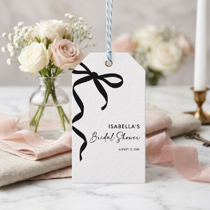 Black Bow She's Tying the Knot Bridal Shower Gift Tags