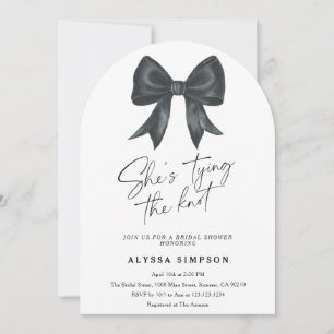 Black Bow She's tying the knot Bridal Shower Invitation