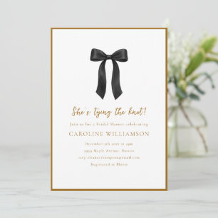 Black Bow She's Tying the Knot Bridal Shower Invitation
