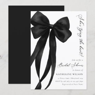 Black Bow She's Tying the Knot Bridal Shower Invitation